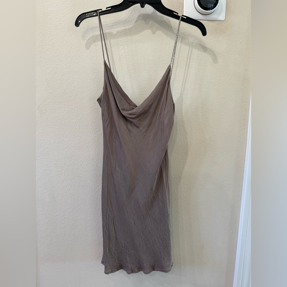 ZARA Cowl Neck Mini Slip Dress in Bronze Women’s Size 4 - Picture 2 of 11
